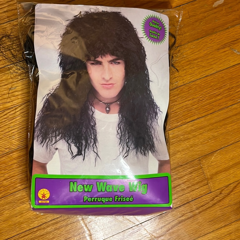 Halloween Black Long Hair Rock Star Wig